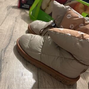 Beige and Brown Ankle Booties